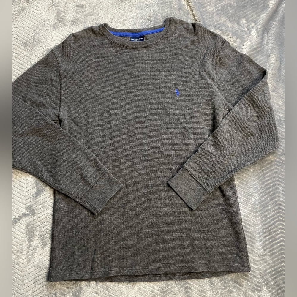 Men’s Polo Ralph‎ Lauren Sleepwear Thermal Waffle Long Sleeve Tee Gray Large